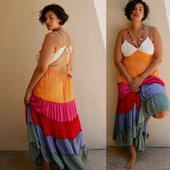Anthropologie Rainbow v-neck maxi dress - Picture 3 of 9